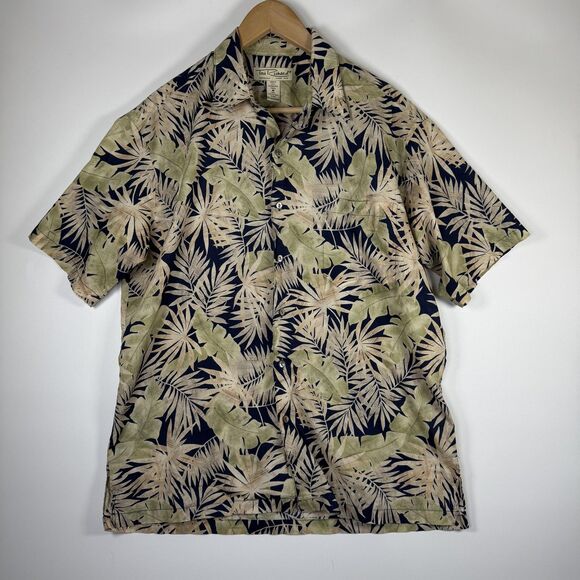 Tori Richard Shirt Mens Medium Blue Green Floral Hawaiian Cotton Button Up Aloha - Picture 1 of 10